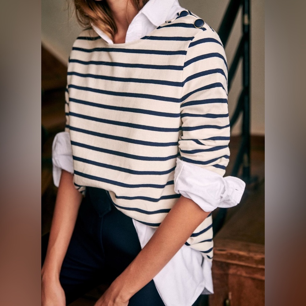 Sezane Colette Marinière Ecru / Marine. - Size XXS